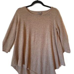 Neiman Marcus Sweater Small Cashmere Beige‎ Tan Asymmetrical Hem Minimalist